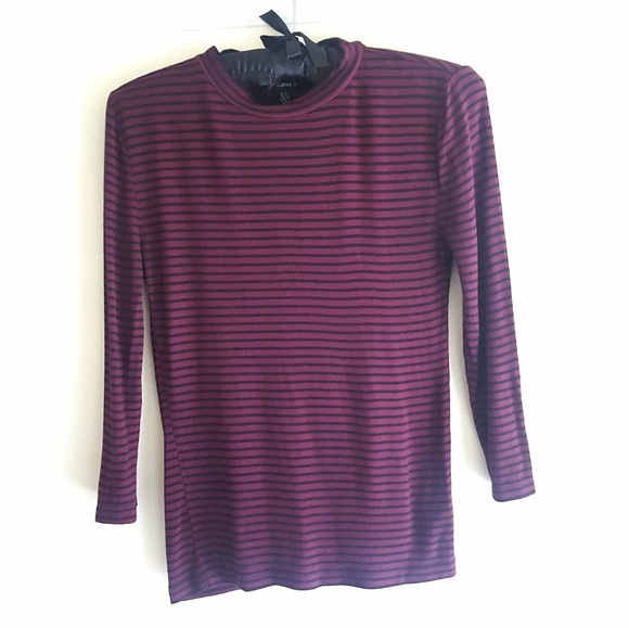 Forever 21 Tops - Forever 21 Mock Turtleneck Maroon Black Stripes